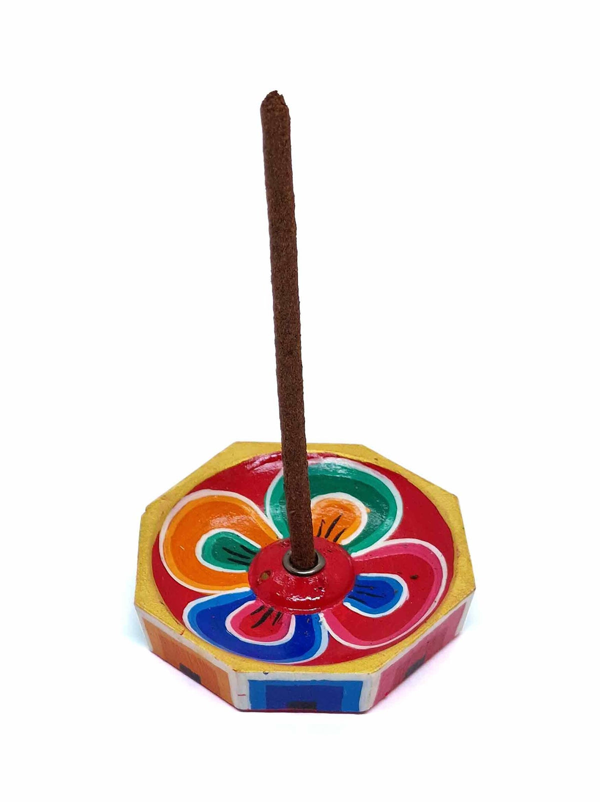 Porte-encens en bois lotus octogonal