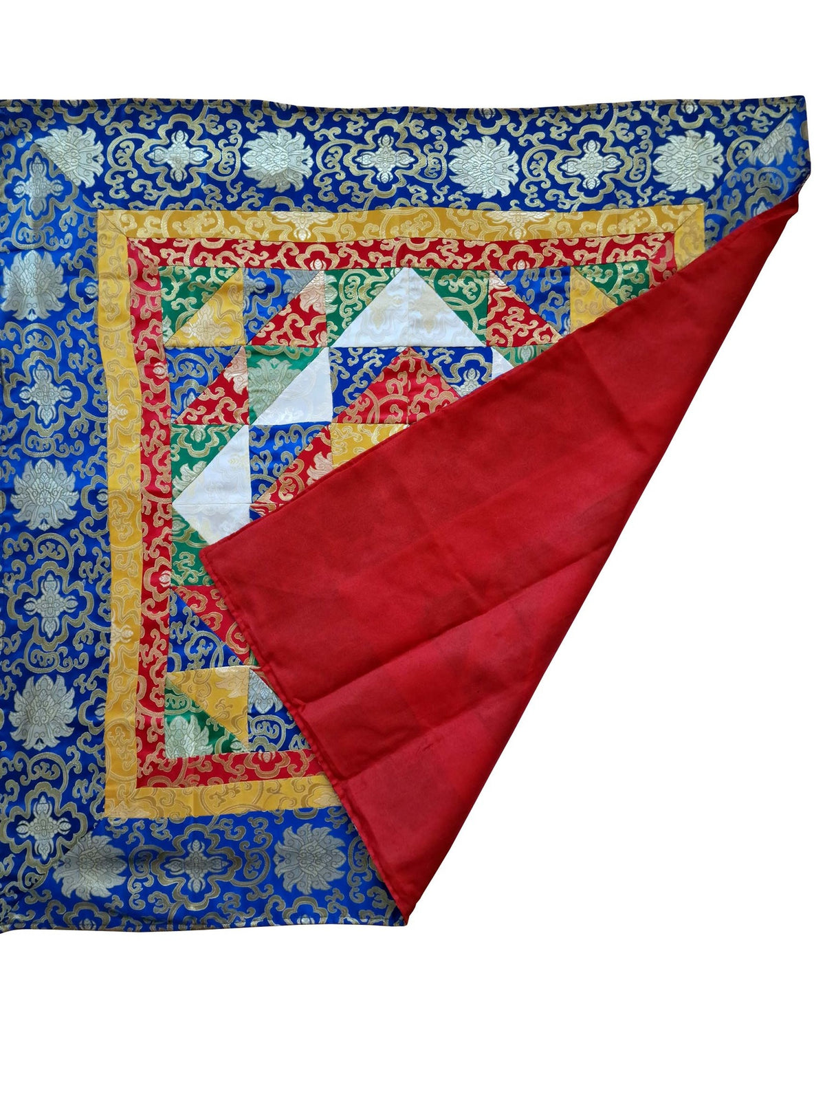 Tibetan patchwork silk brocade altar / table cloth