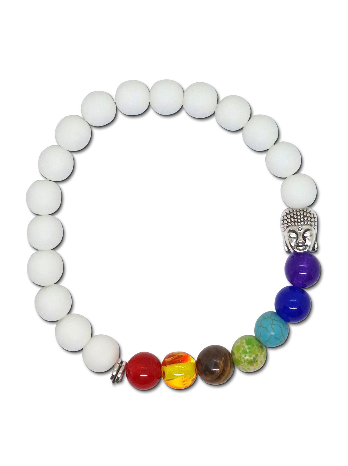 Bracciale mattweiss e 7 perline dei chakra con Buddha