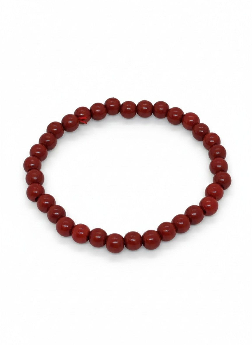 Zinnober Armband elastisch 6mm Perlen