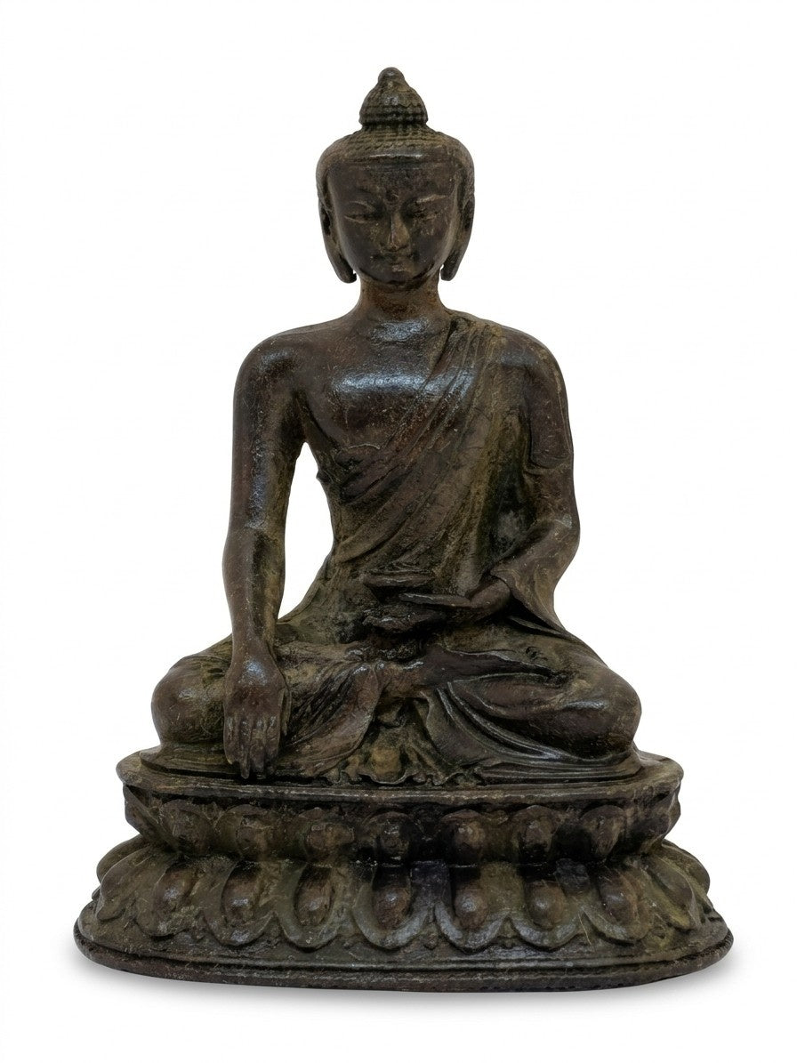 Buddha Shakyamuni Statue Kupfer Vintage dunkelbraun