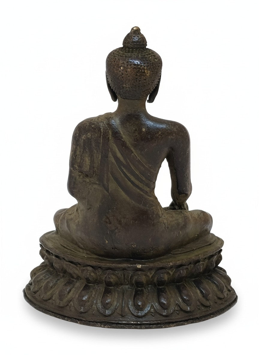 Buddha Shakyamuni Statue Kupfer Vintage dunkelbraun