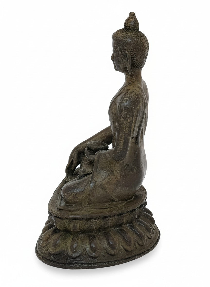 Buddha Shakyamuni Statue Kupfer Vintage dunkelbraun