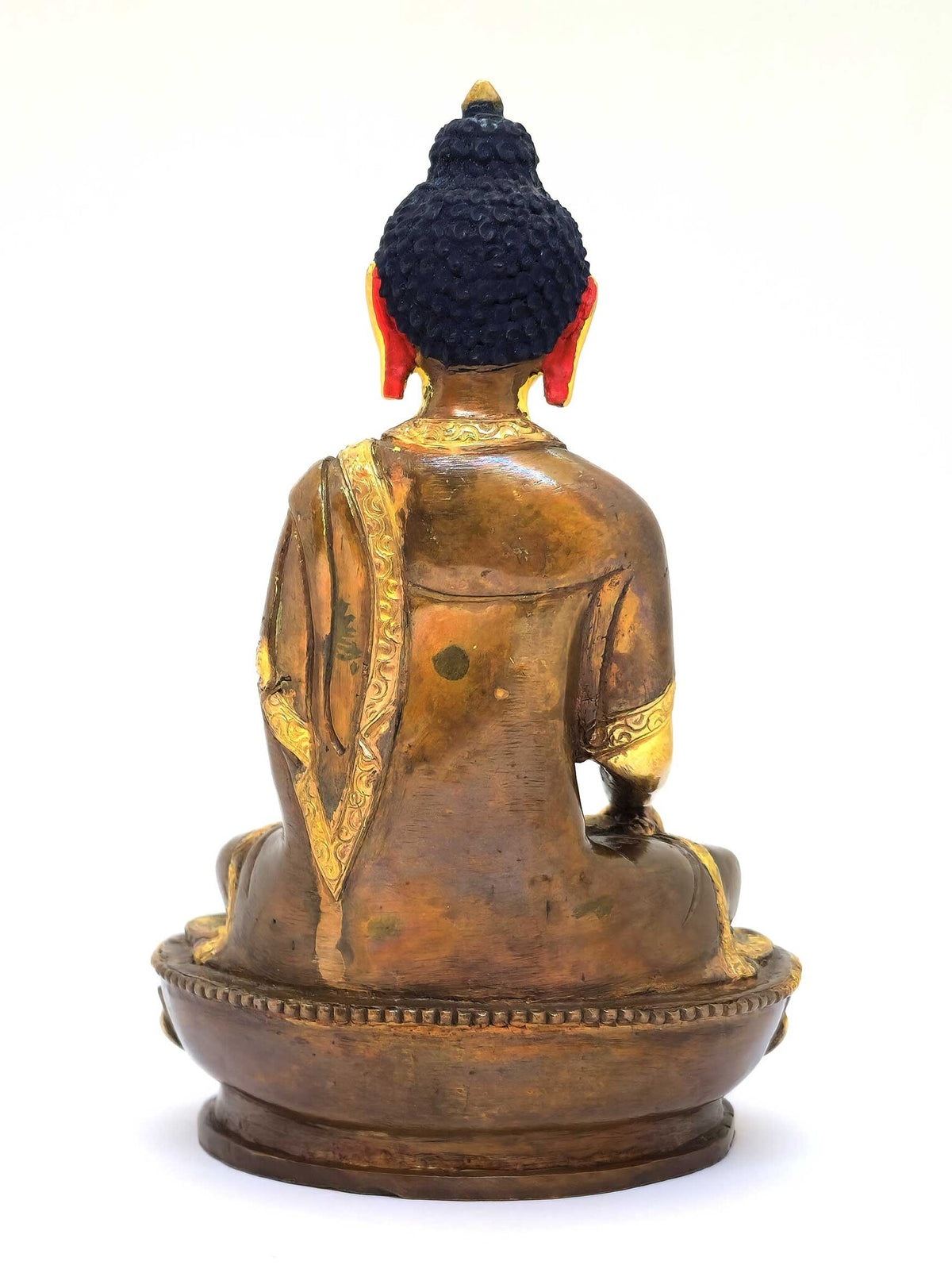 Statua di Buddha Shakyamuni, fatto a mano in ottone e rame, in parte dorato, 15cm