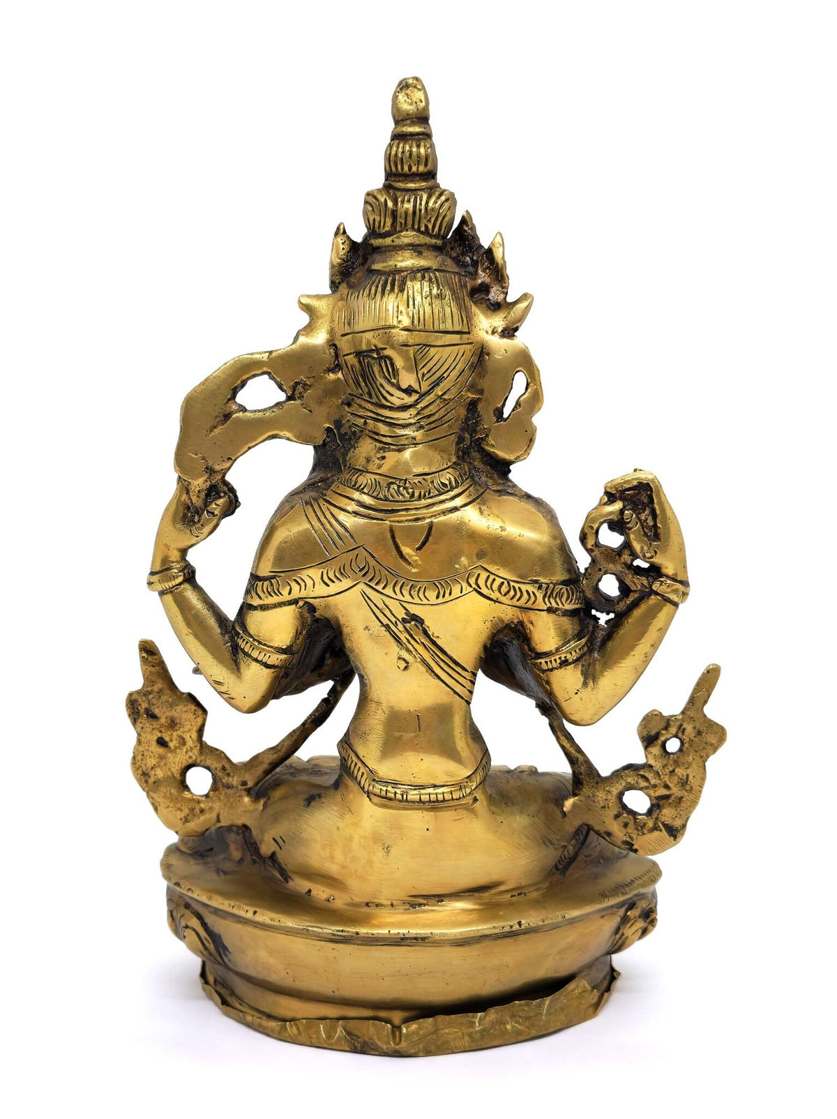Tibetische Chenrezig Statue aus Messing und Bronze, 22.5cm