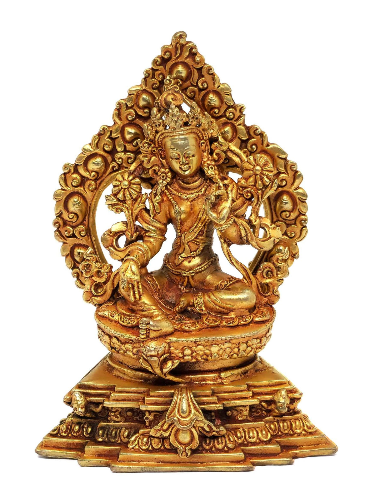 Statue de Tara verte avec trône