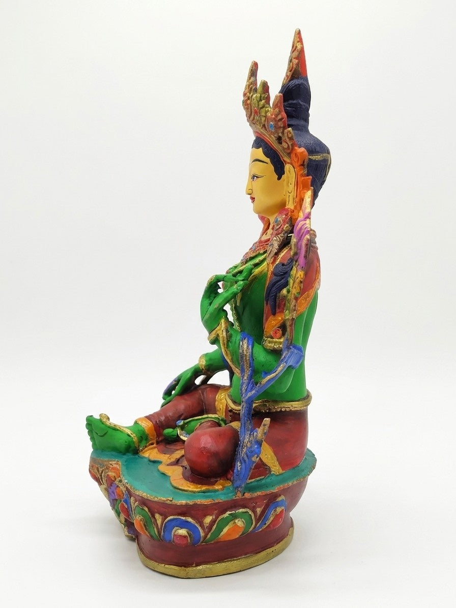 Grüne Tara Statue, handbemalt