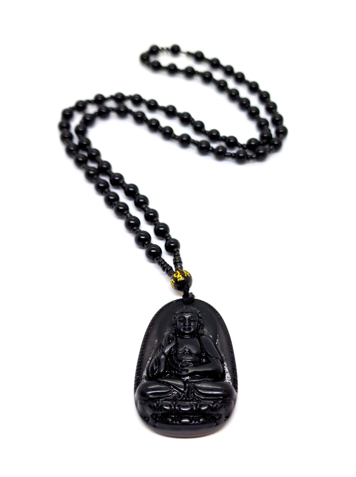 Collana nero onice con ciondolo Buddha