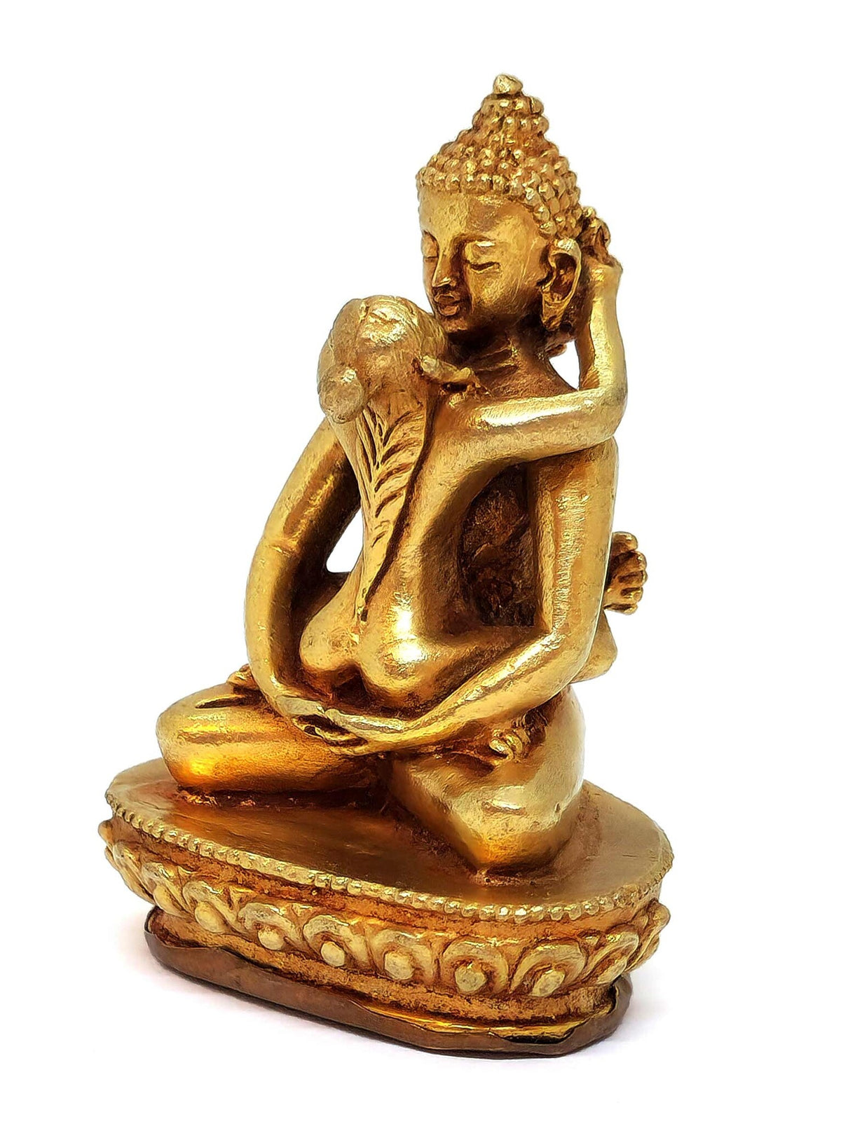 Petite statue tibétaine Kuntu Sangpo yab-yum, symbole de l'union de la sagesse et de la compassion, 6 cm