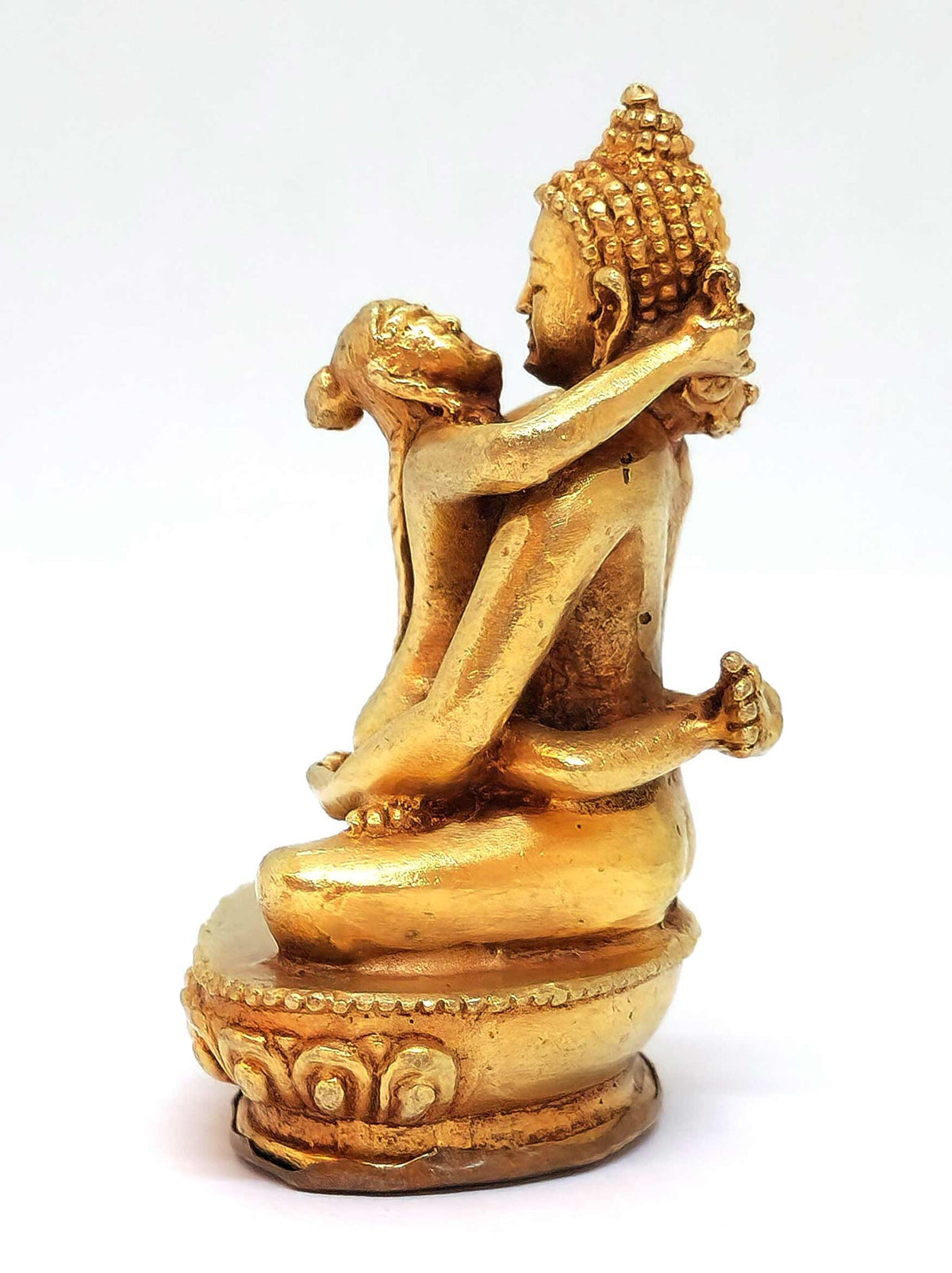 Petite statue tibétaine Kuntu Sangpo yab-yum, symbole de l'union de la sagesse et de la compassion, 6 cm