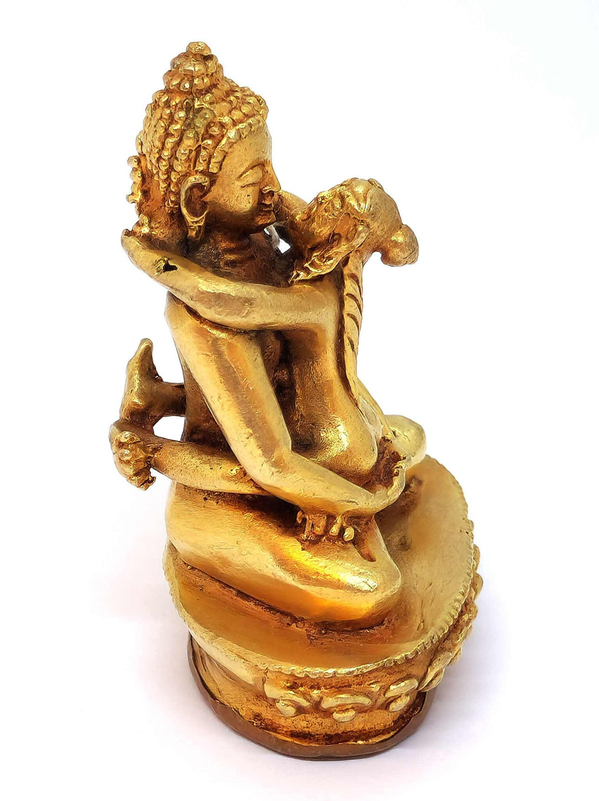 Petite statue tibétaine Kuntu Sangpo yab-yum, symbole de l'union de la sagesse et de la compassion, 6 cm
