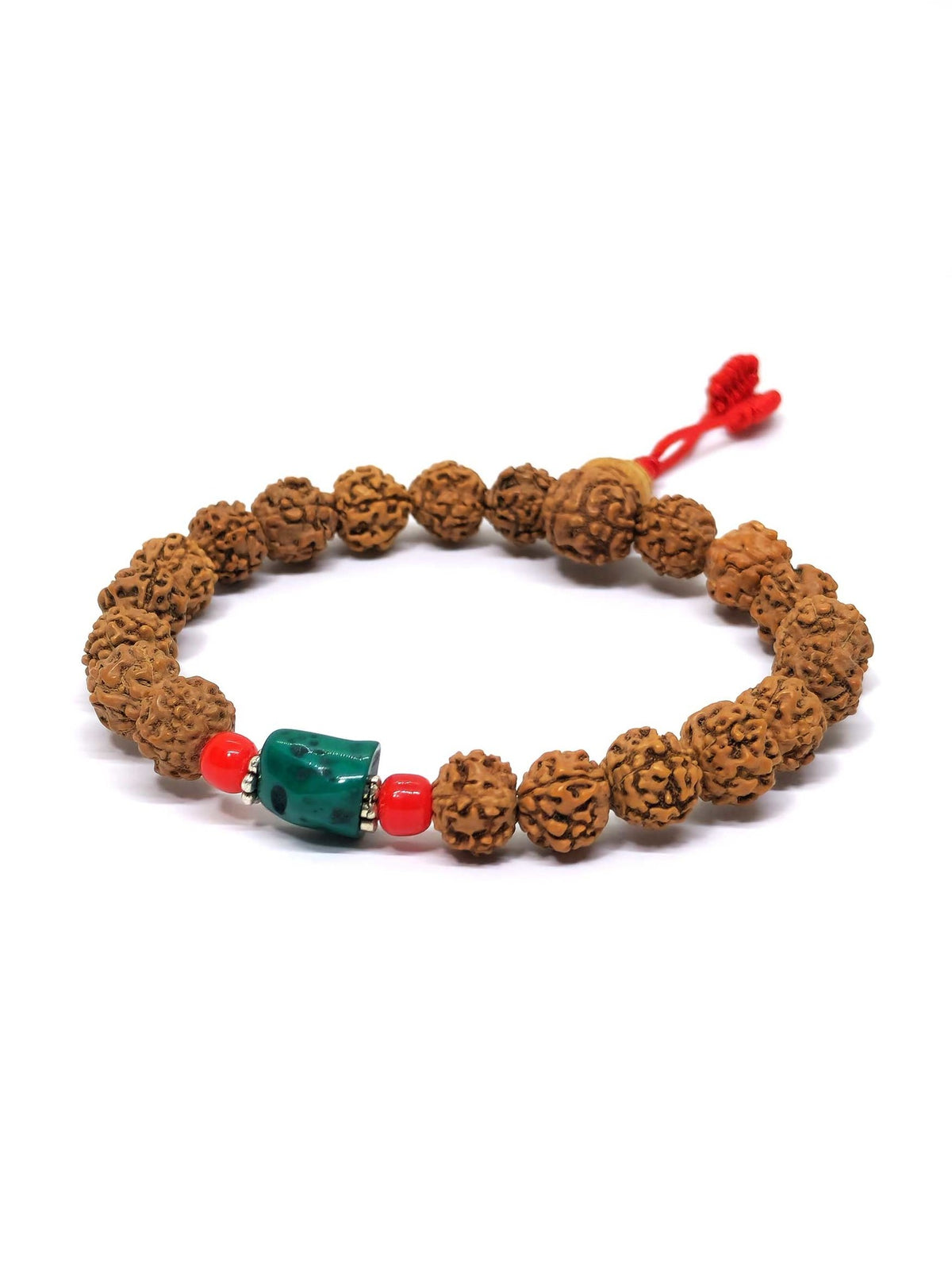 Rudraksha bracciale mala turchese, elastico