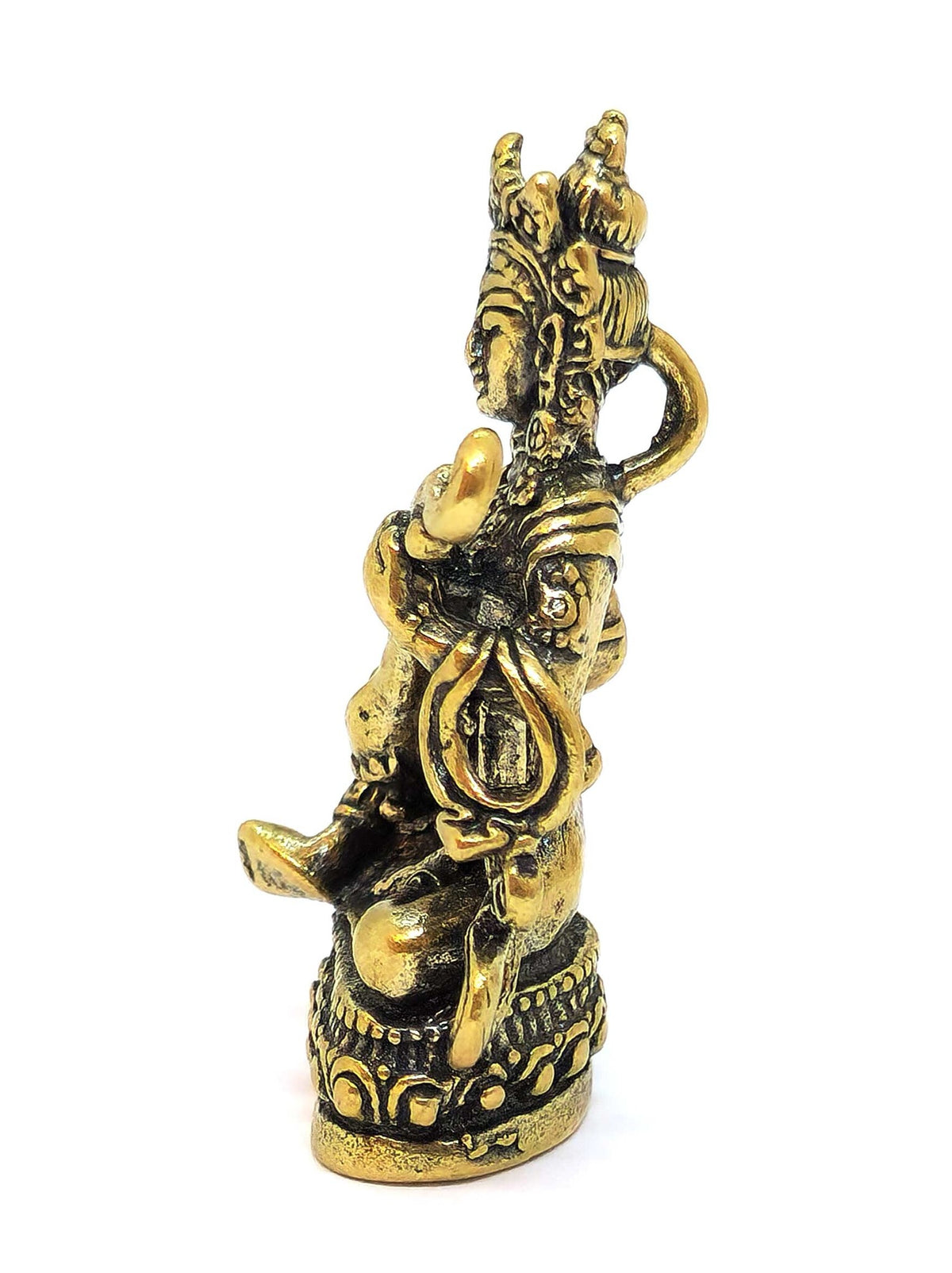 Statua di Mini Yangchenma Saraswati in rame. simbolo di saggezza, musica e ispirazione, 4cm