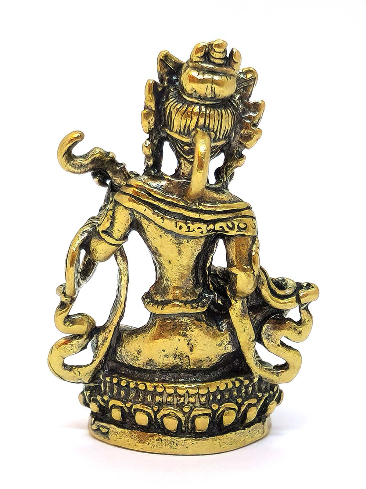 Statua di Mini Yangchenma Saraswati in rame. simbolo di saggezza, musica e ispirazione, 4cm