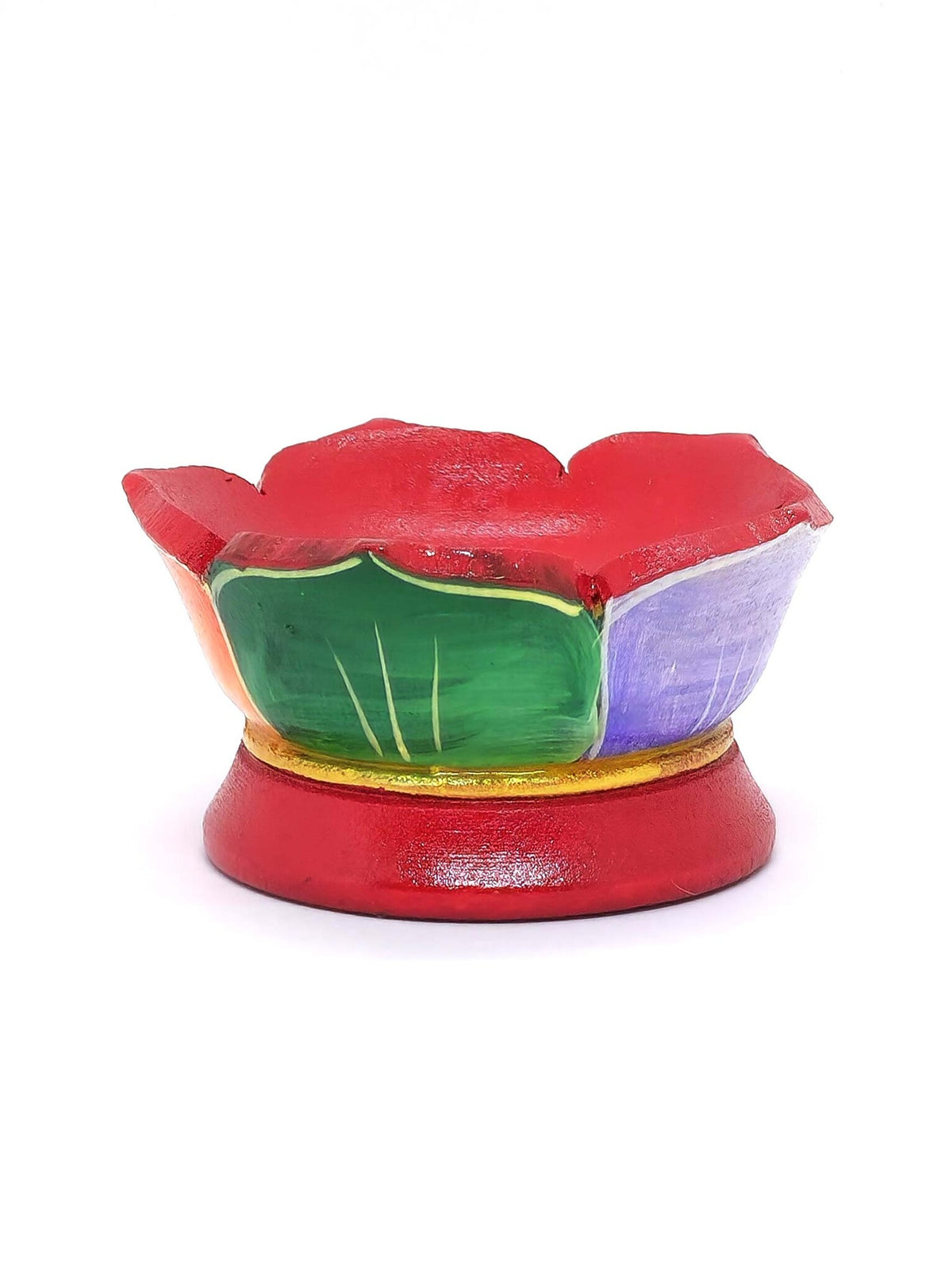 Tibetan Wooden Incense Holder Lotus Mini