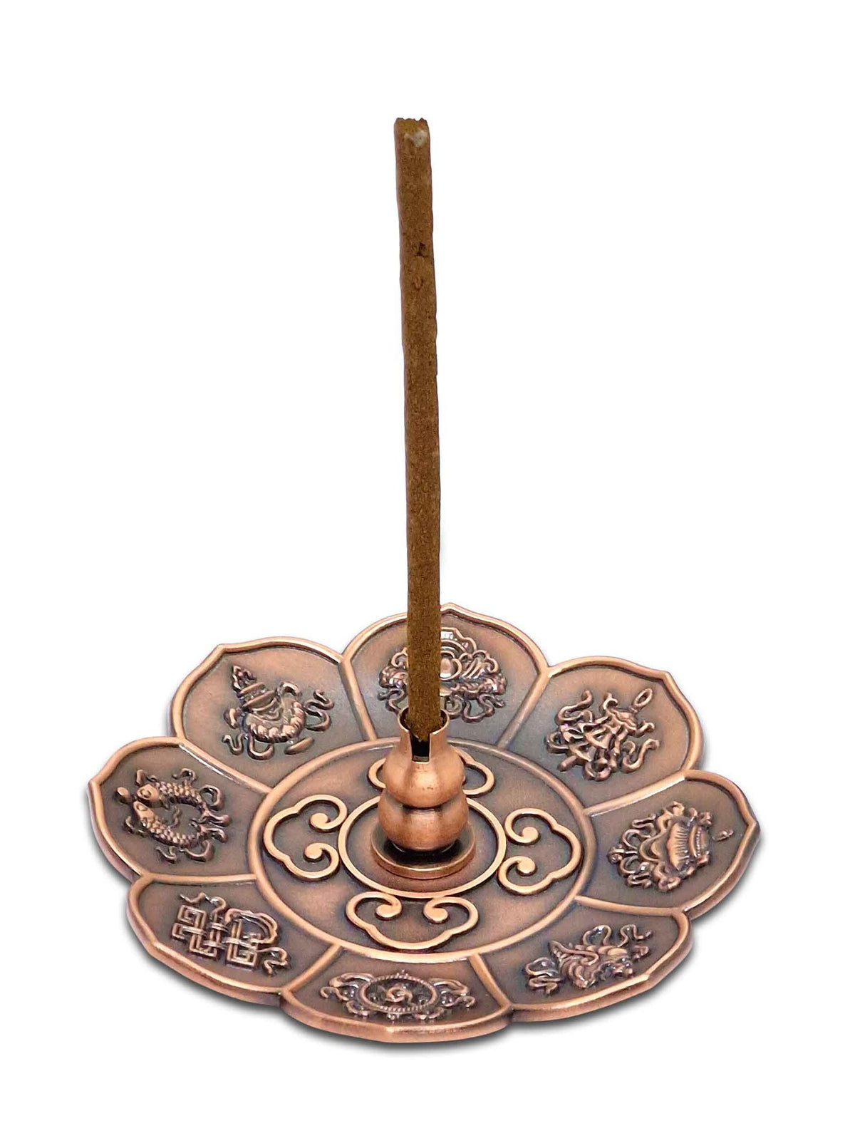 Räucherstäbchenhalter Set aus Metall mit 8 Glückssymbolen