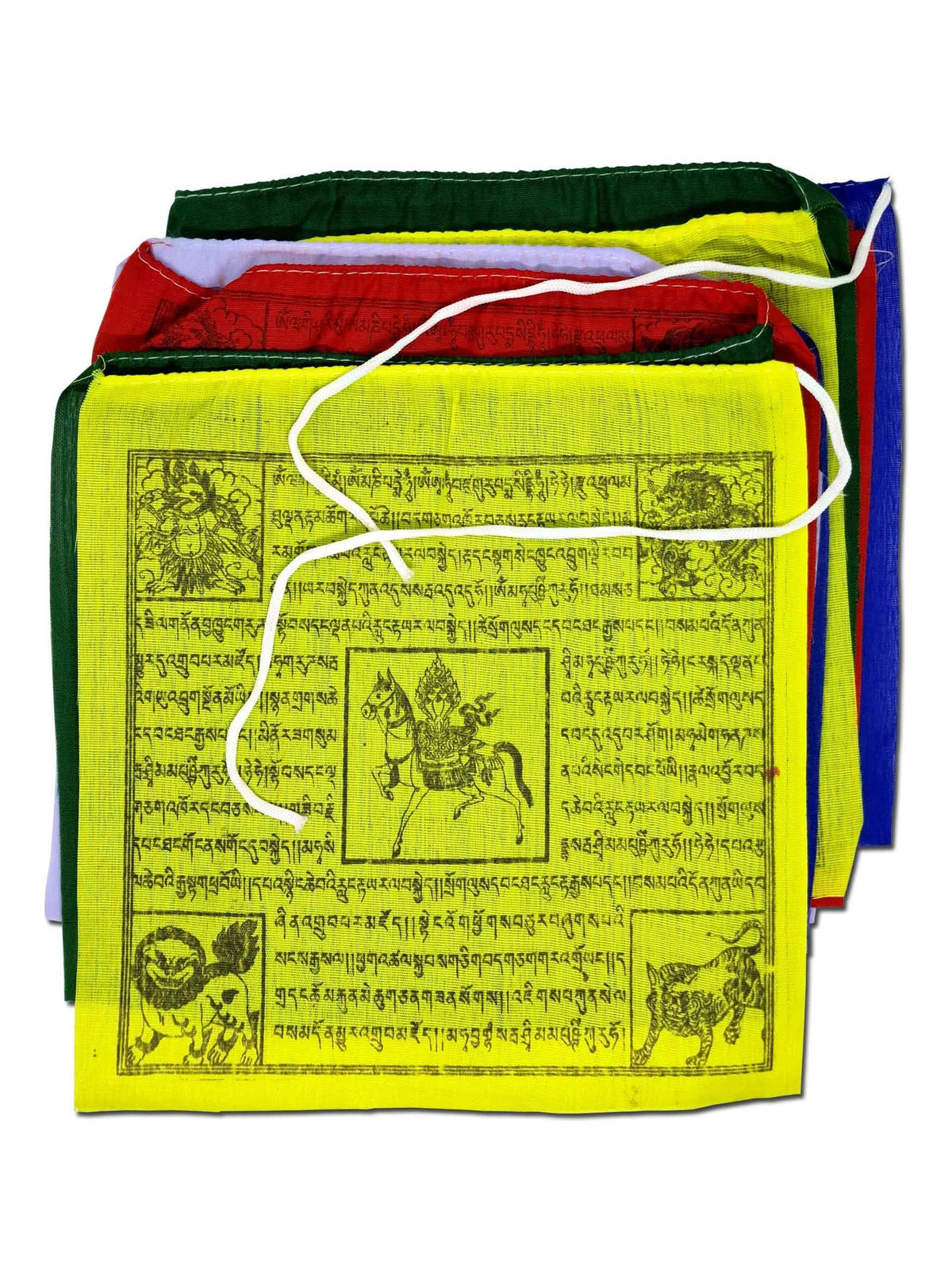 Drapeaux de prière tibétains en coton, 20 x 20 cm, 2 mètres