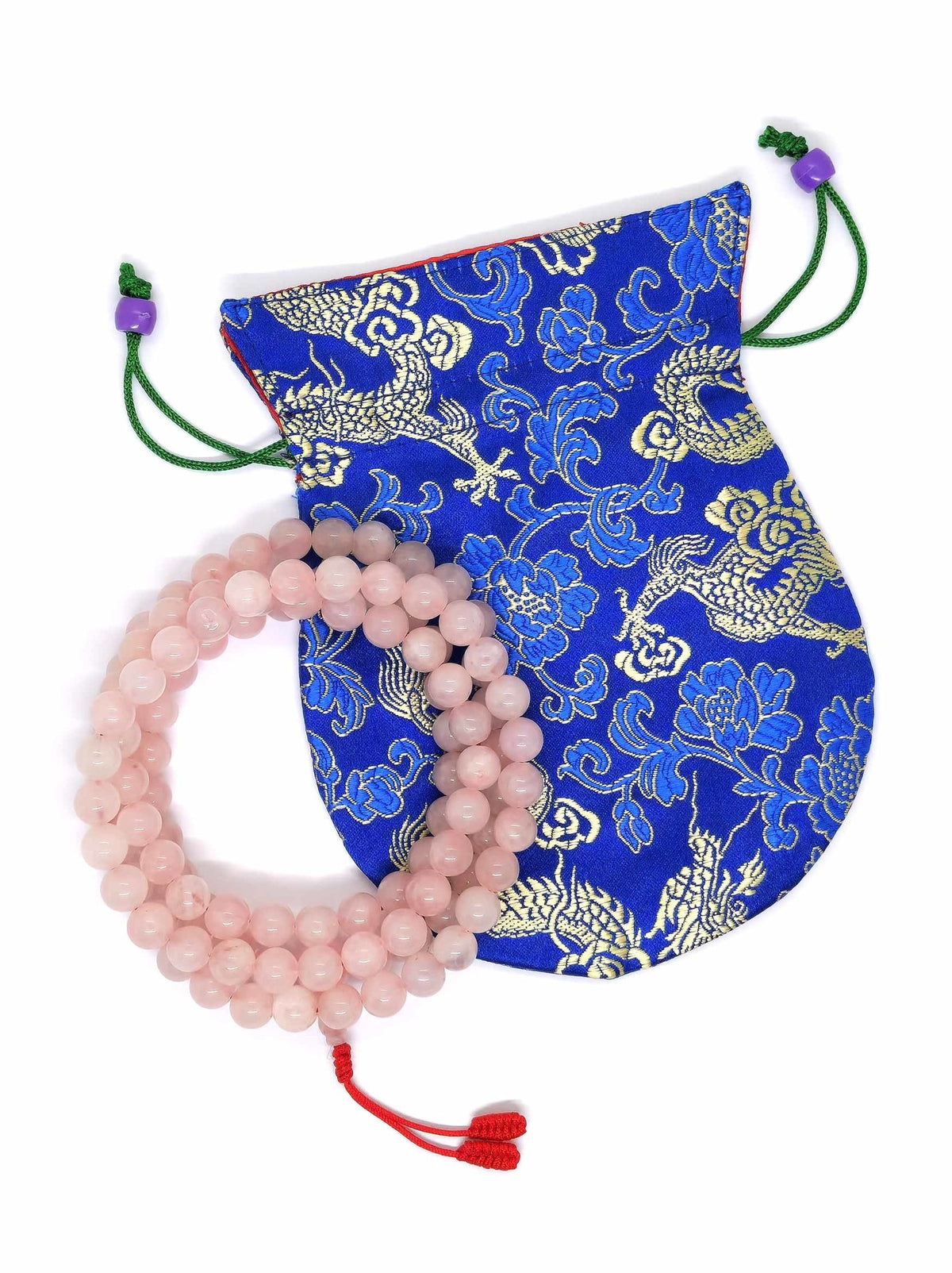 Mala tibétain quartz rose, 108 perles