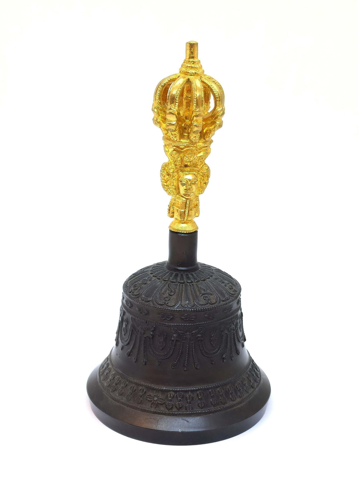 Tibetische Ritual-Glocke mit Dorje, Vajra-Set für Meditation und spirituelle Praxis, 17cm