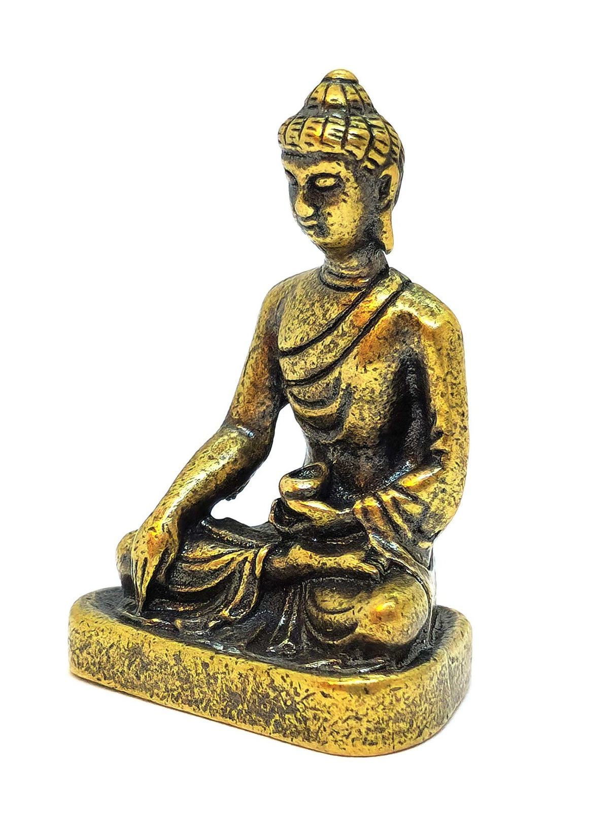 Miniaturstatue del Shakyamuni Buddha in rame, simbolo di illuminazione e interiore quiete, 3.5 cm