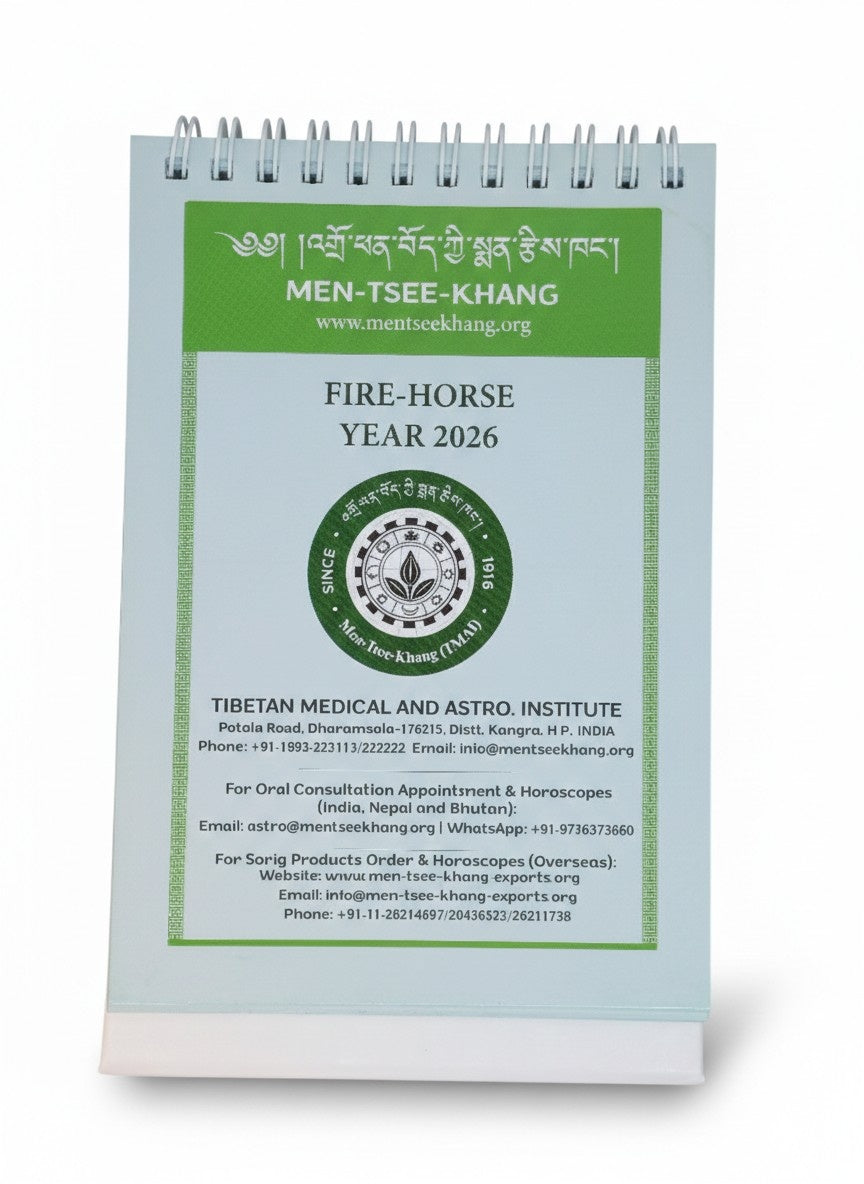 Calendrier de bureau tibétain 2026 année du cheval de feu Men-Tsee-Khang