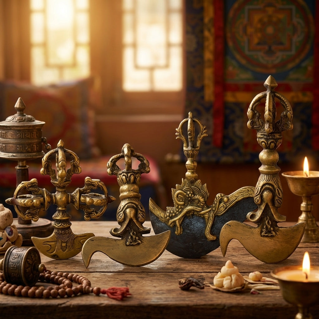 Kartika – halbmondförmiges tibetisches Ritualmesser für den Altar