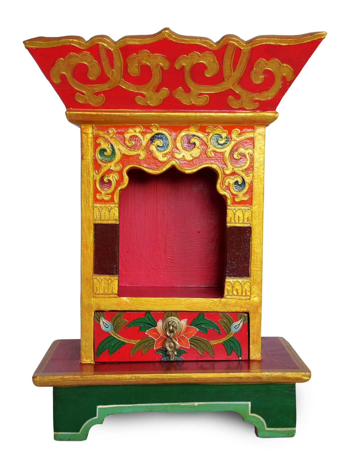Tibetano santuario da altare in Himalaya-legno, fatto a mano