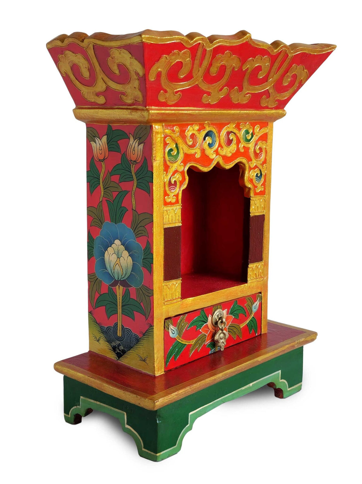 Tibetano santuario da altare in Himalaya-legno, fatto a mano