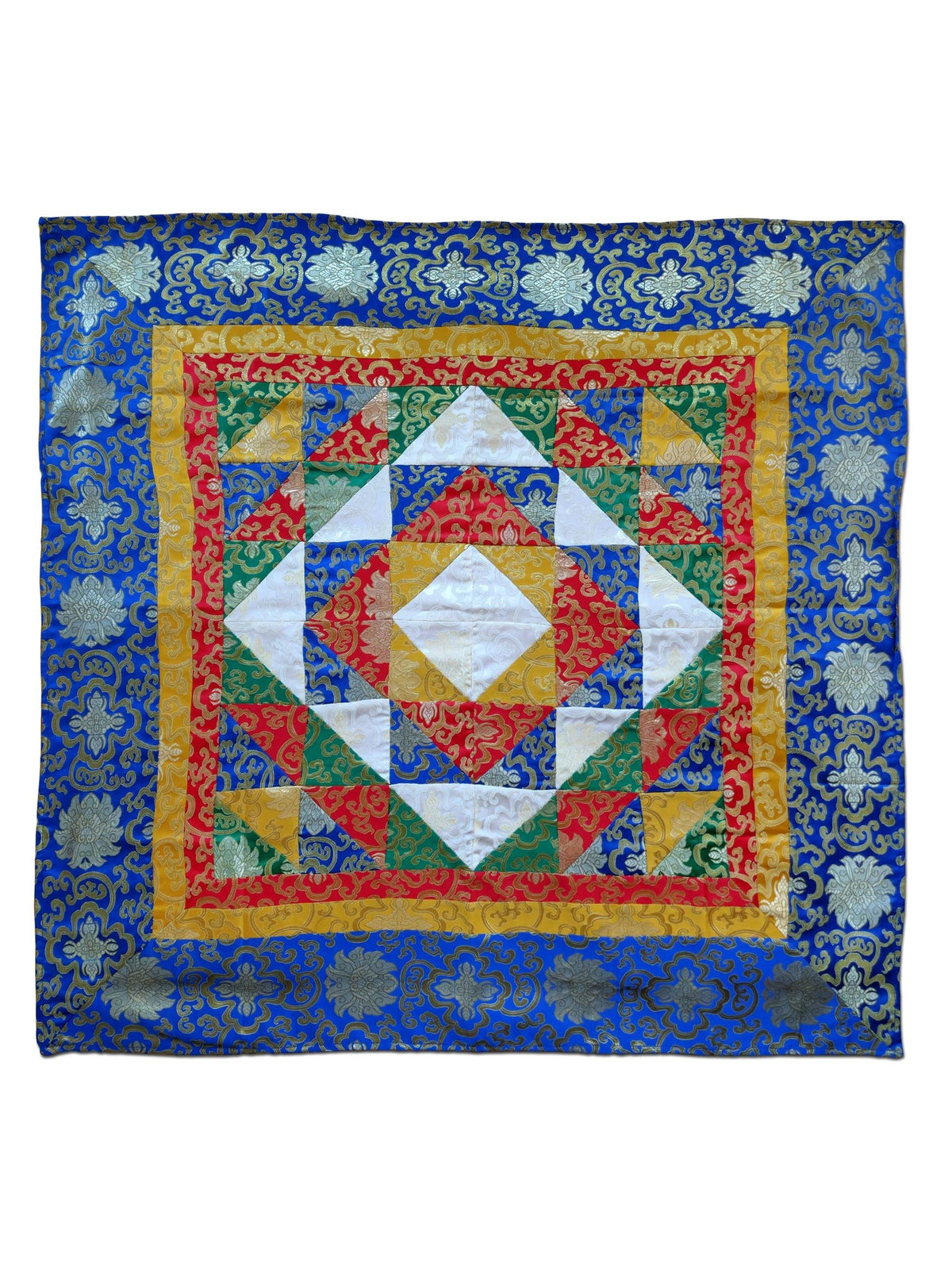 Tibetan patchwork silk brocade altar / table cloth