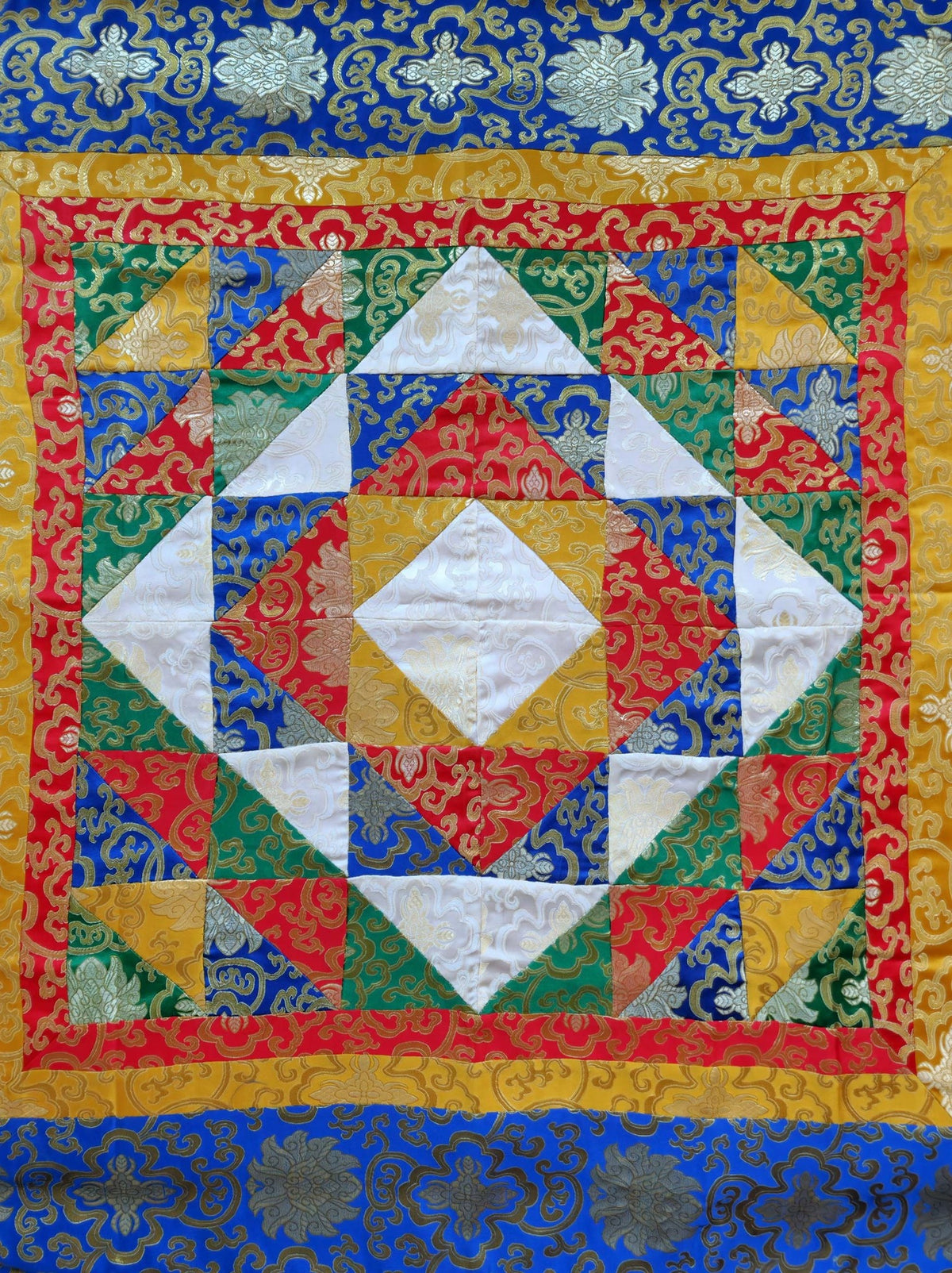 Tibetan patchwork silk brocade altar / table cloth