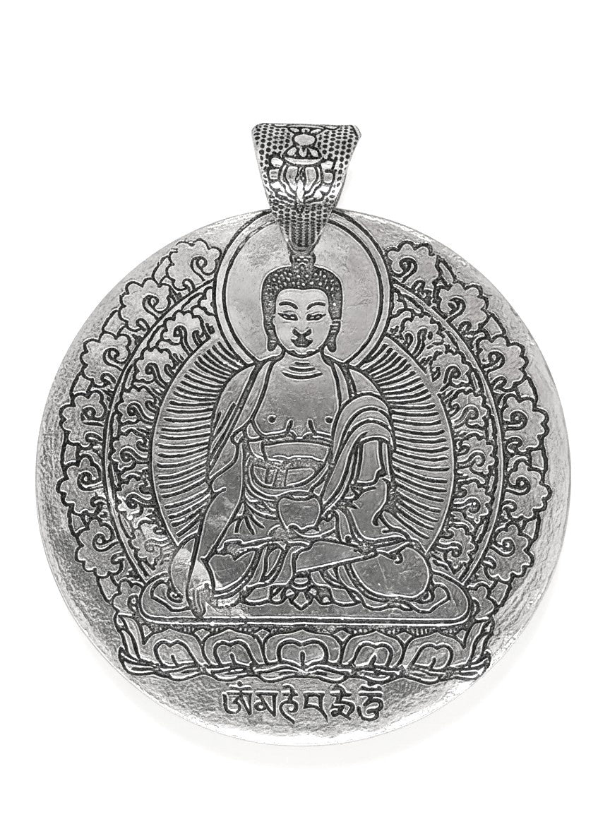 Shakyamuni Buddha Pendant White Metal Handcrafted, 4 cm