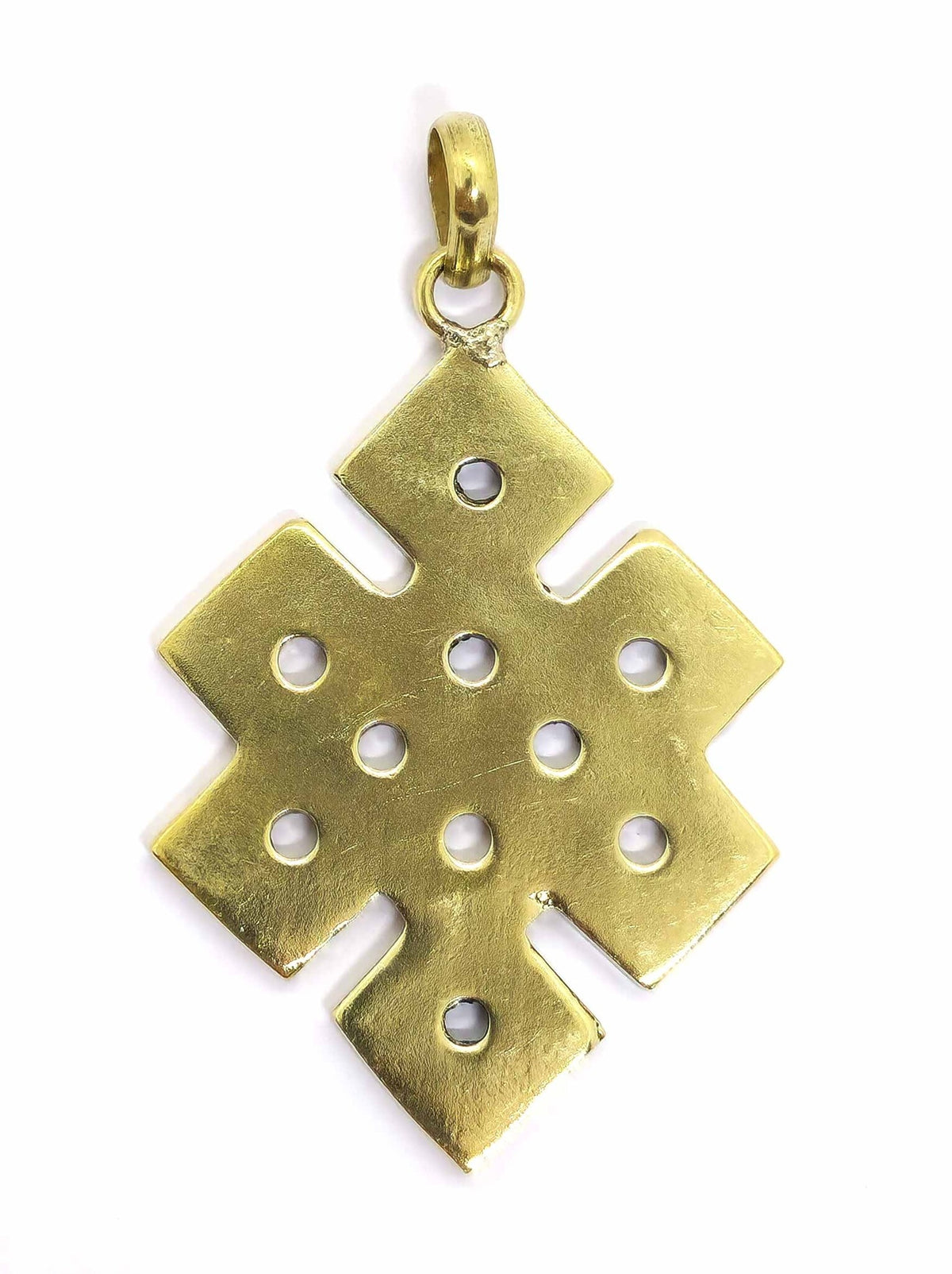 Tibetan Handmade Pendant Endless Knot Brass and Lapis