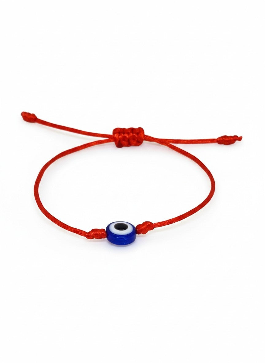Bracelet porte-bonheur tibétain cordon rouge au symbole de l'œil réglable