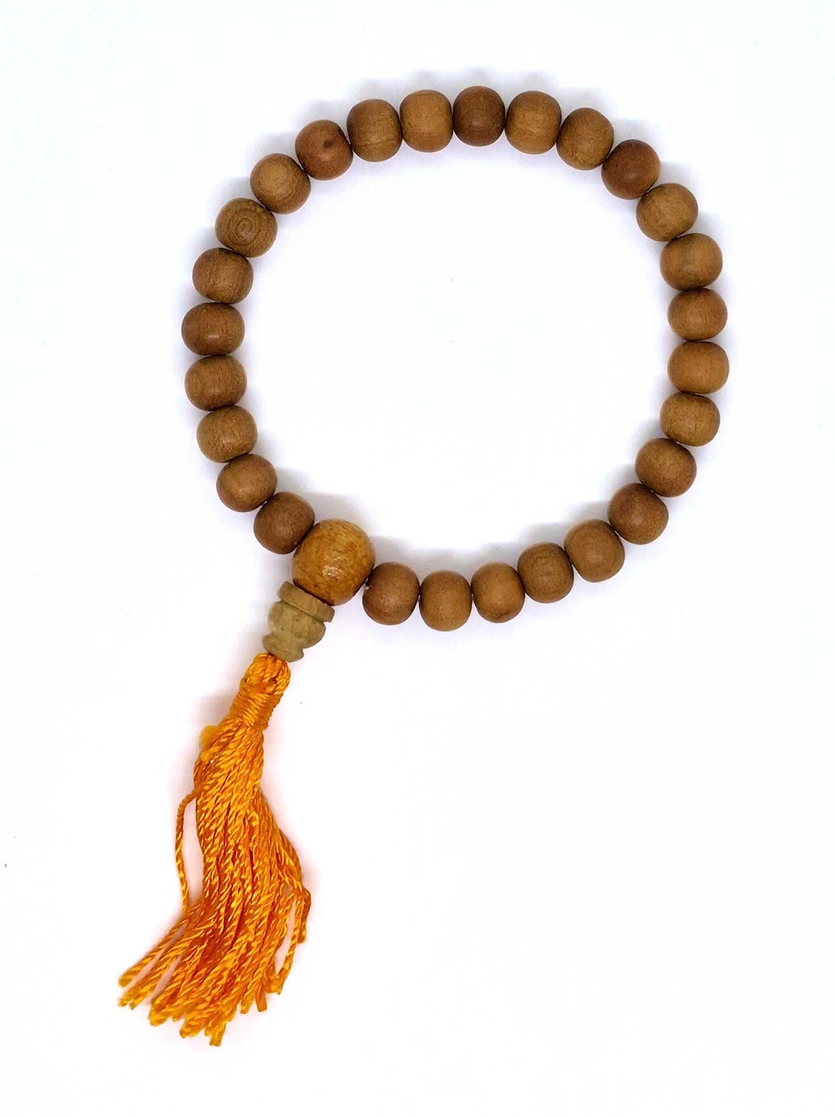Bracelet mala en bois naturel, fait main au Népal, 27 perles