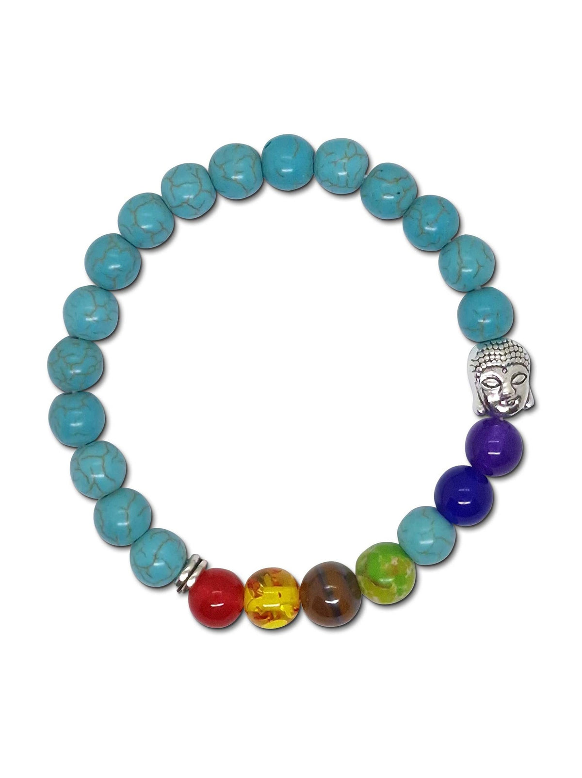 Turquoise Bracelet With 7 Chakra Beads And Buddha