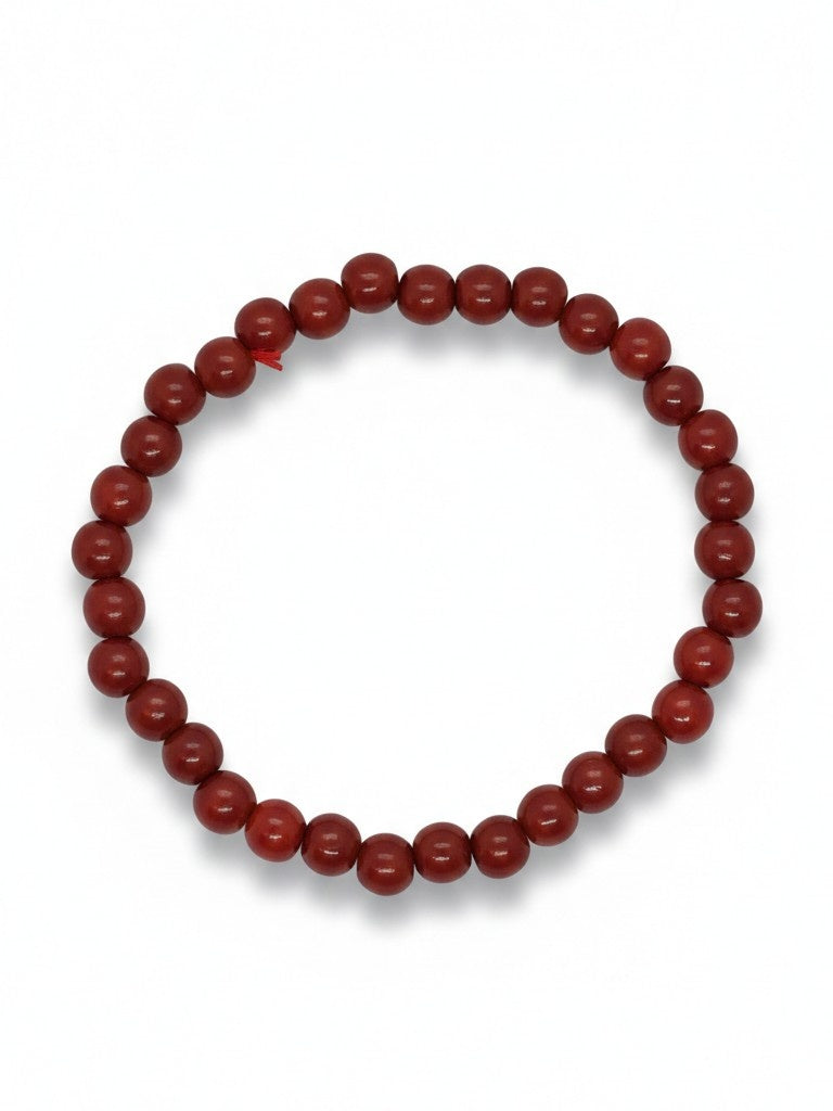 Bracelet en cinabre élastique, perles 6 mm