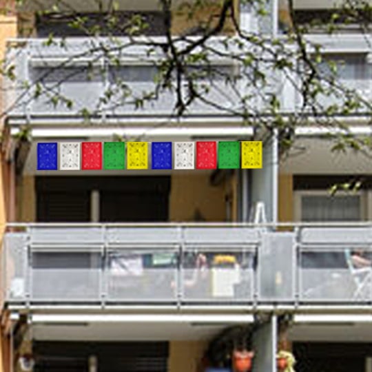 Drapeaux de prière tibétains en polyester, XXL, 32 x 42 cm, 1,5 à 8 mètres