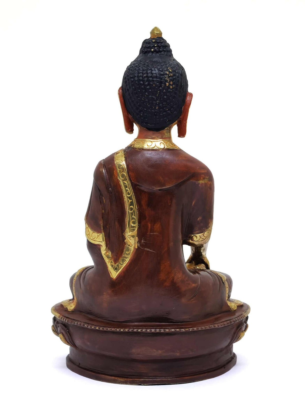 Buddha Statue aus Messing, teilweise vergoldet, 21cm