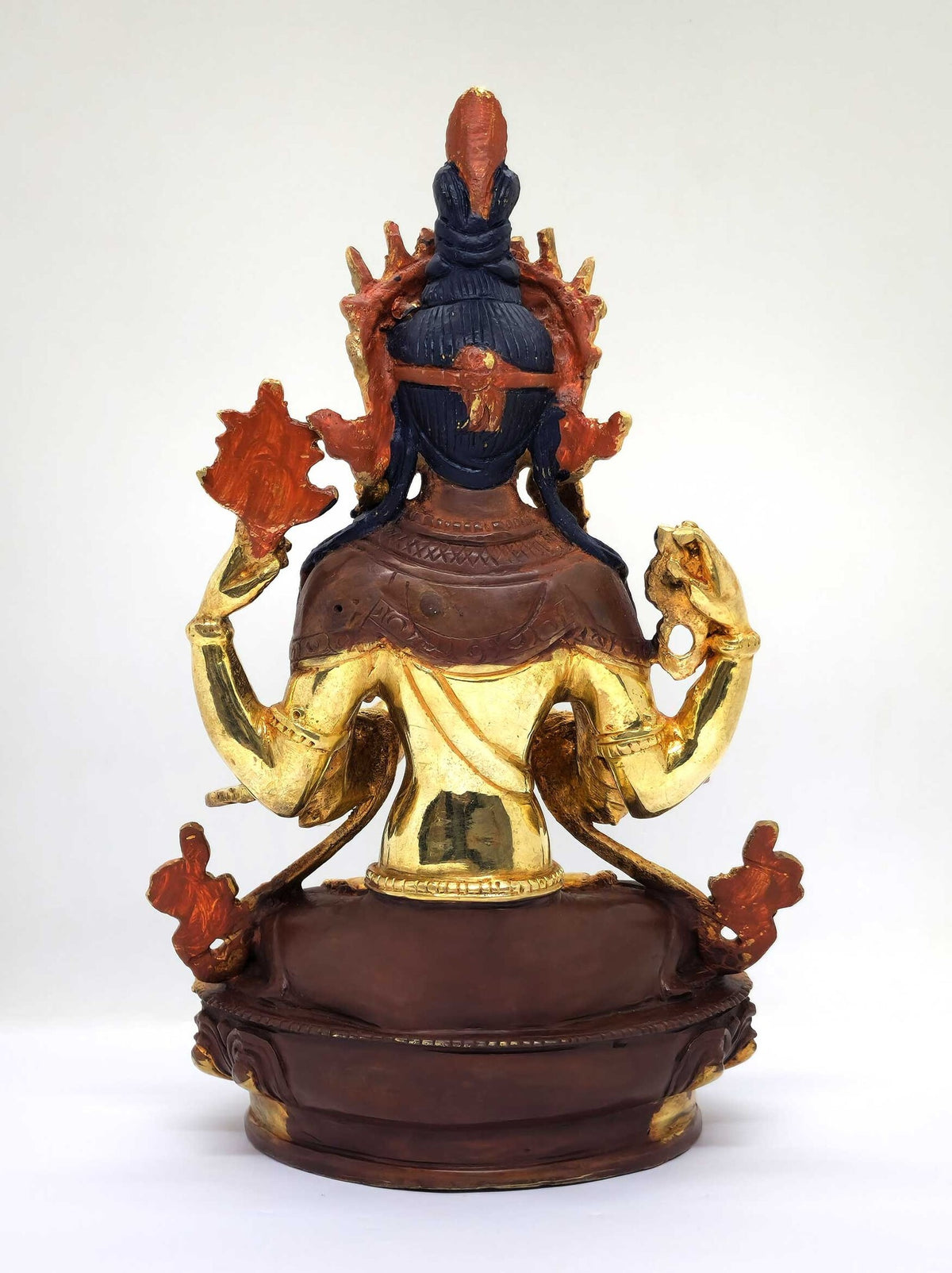 Chenrezig Statue aus Messing, vergoldet, 23cm
