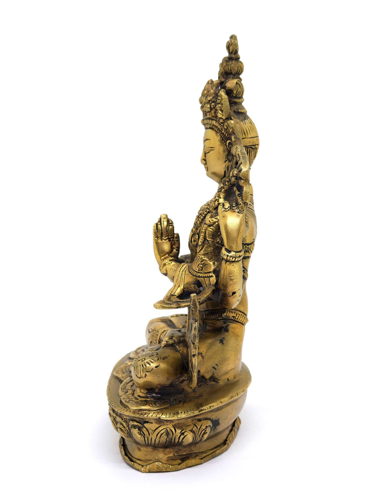 Tibetische Chenrezig Statue aus Messing und Bronze, 22.5cm