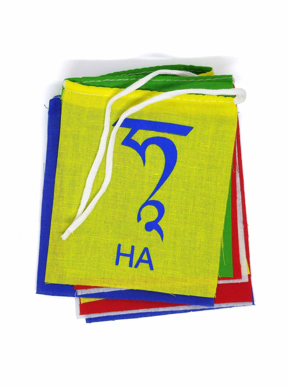 Drapeau de prière tibétain au mantra de Tara, 9 x 10,5 cm