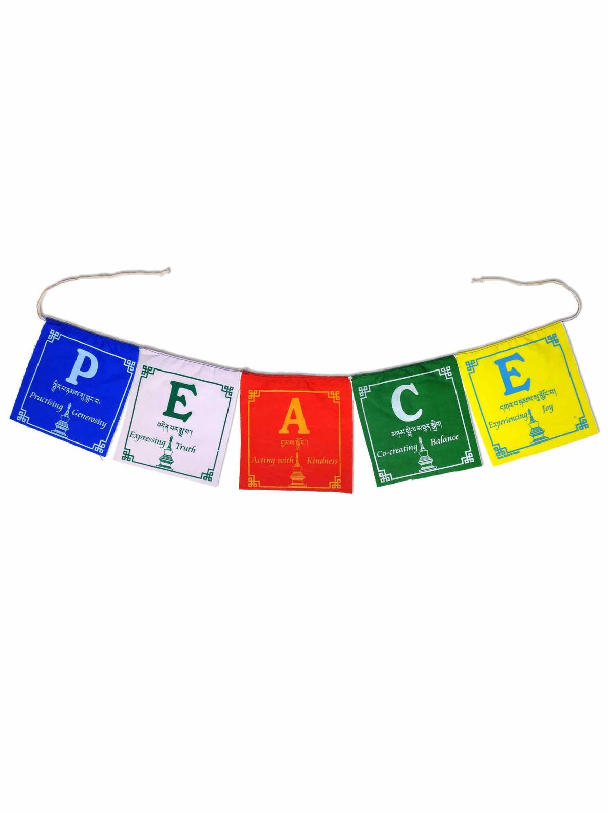 Drapeau de prière tibétain PEACE