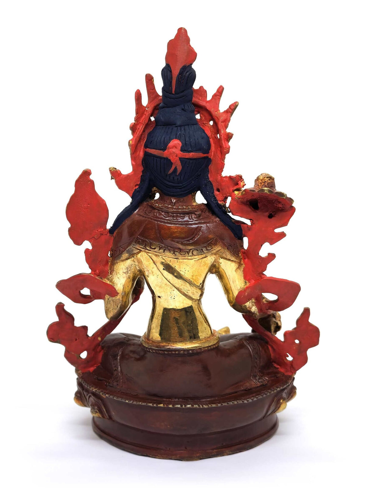 Grüne Tara-Statue aus Kupfer, teilweise vergoldet, 22cm