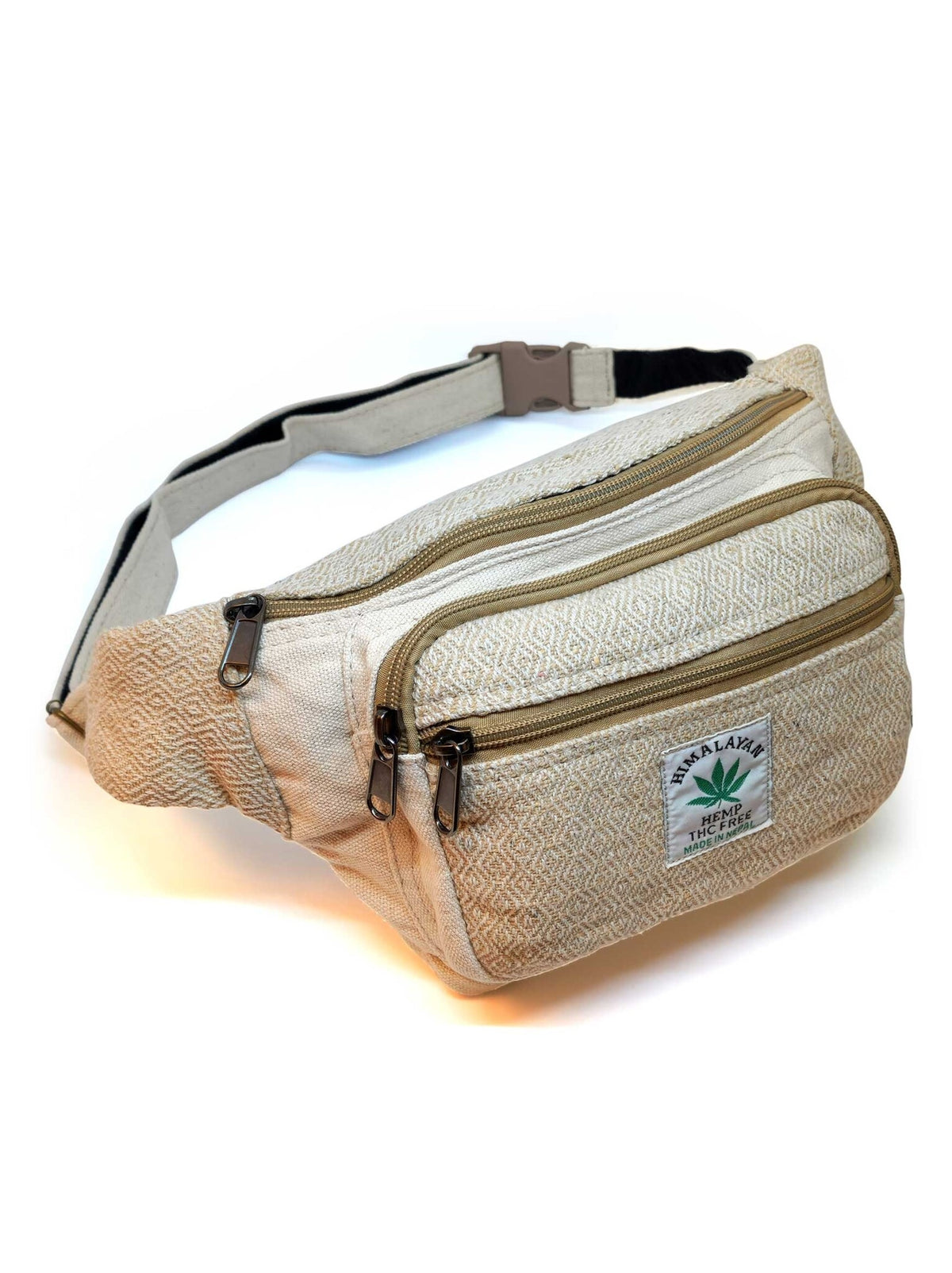Sacoche de ceinture faite main en chanvre et coton, beige