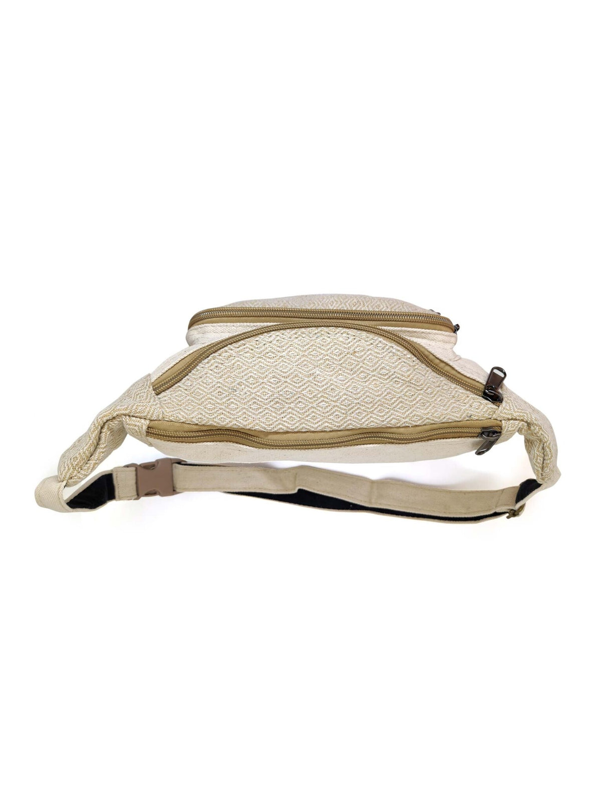 Marsupio in canapa e cotone, beige, fatto a mano