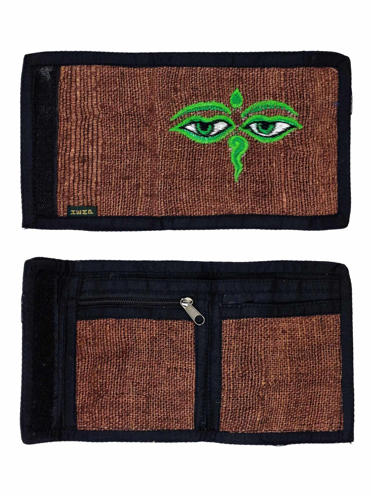 Porte-monnaie pliant yeux de Bouddha en chanvre