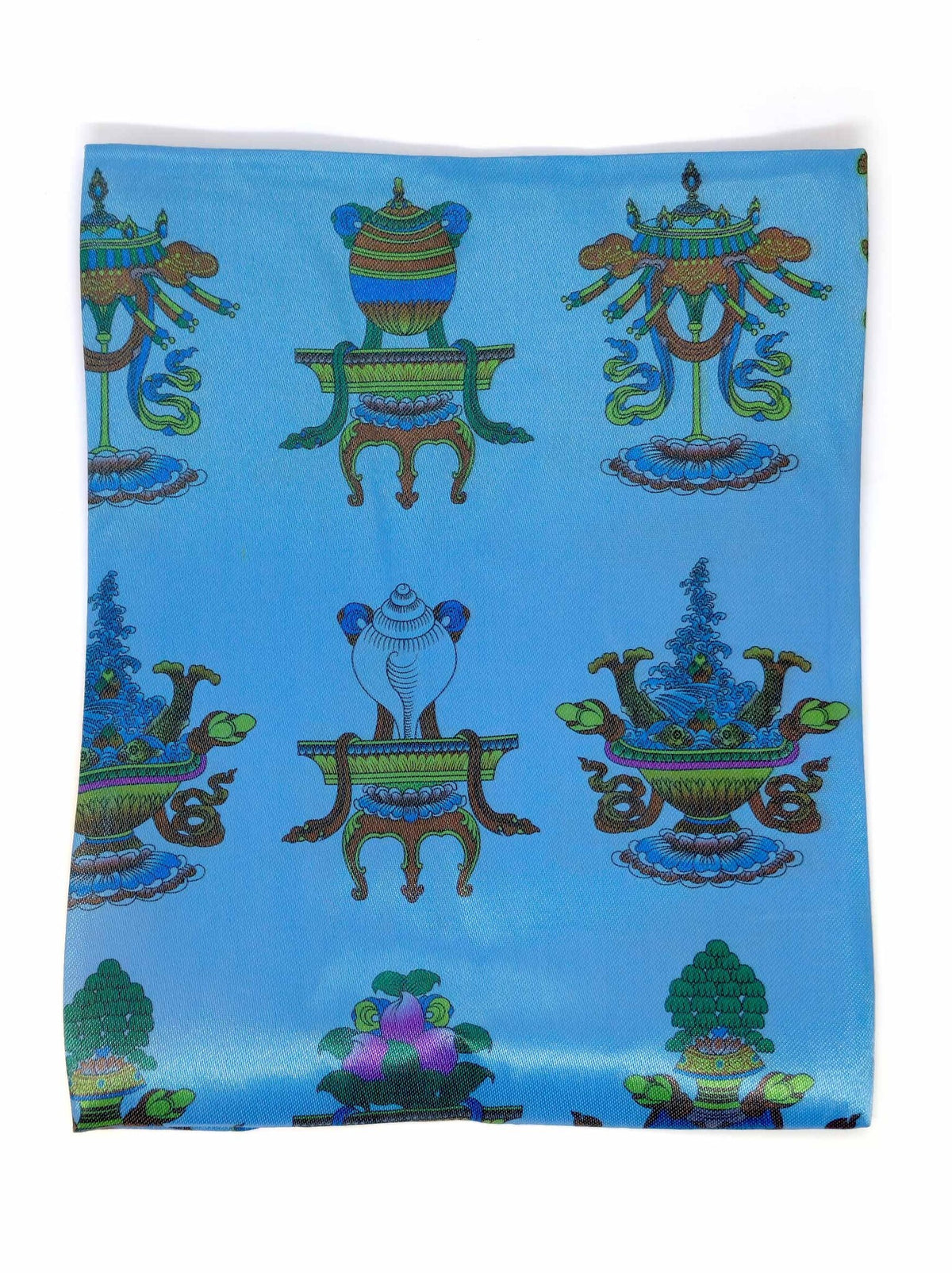 Khata - Tibetischer Begrüssungs- und Gebetsschal mit Glückssymbolen, blau, 140 x 29 cm