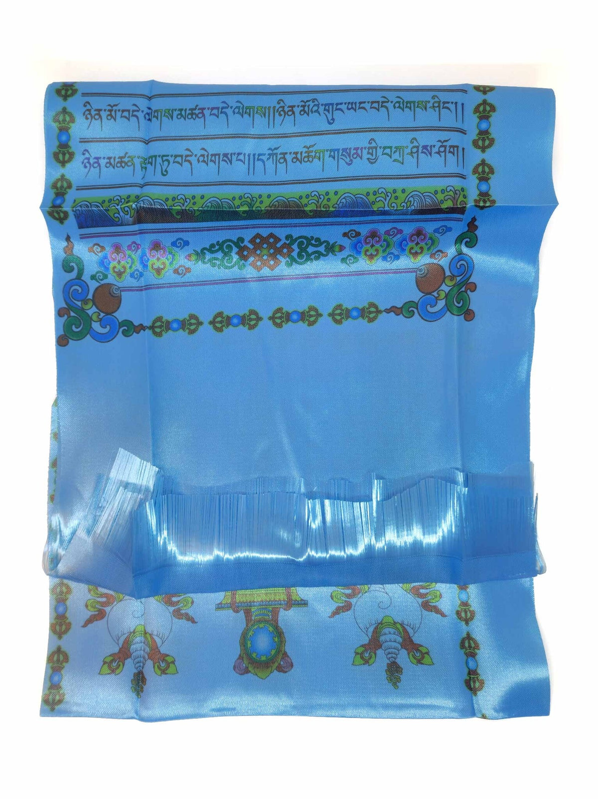 Khata - Tibetischer Begrüssungs- und Gebetsschal mit Glückssymbolen, blau, 140 x 29 cm