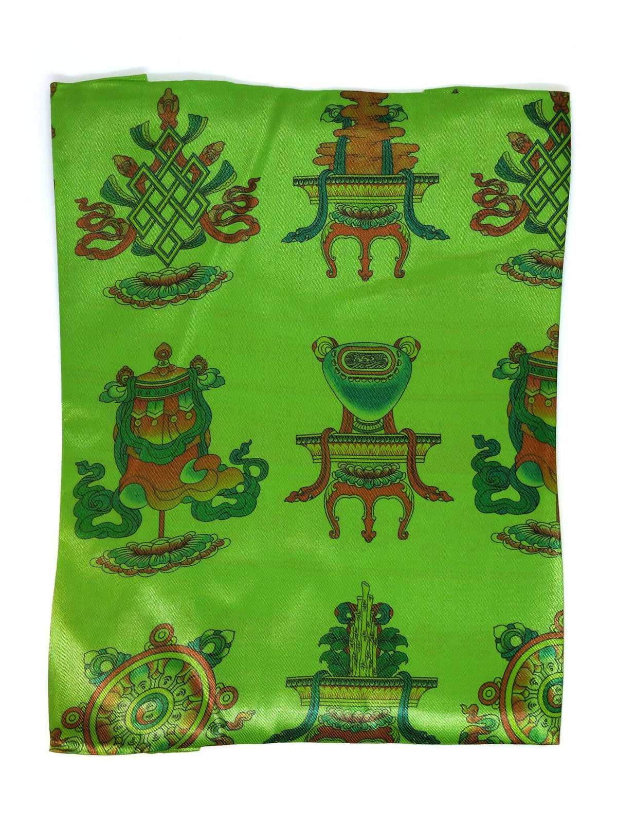 Khata - Tibetischer Begrüssungs- und Gebetsschal mit Glückssymbolen, grün, 140 x 29 cm