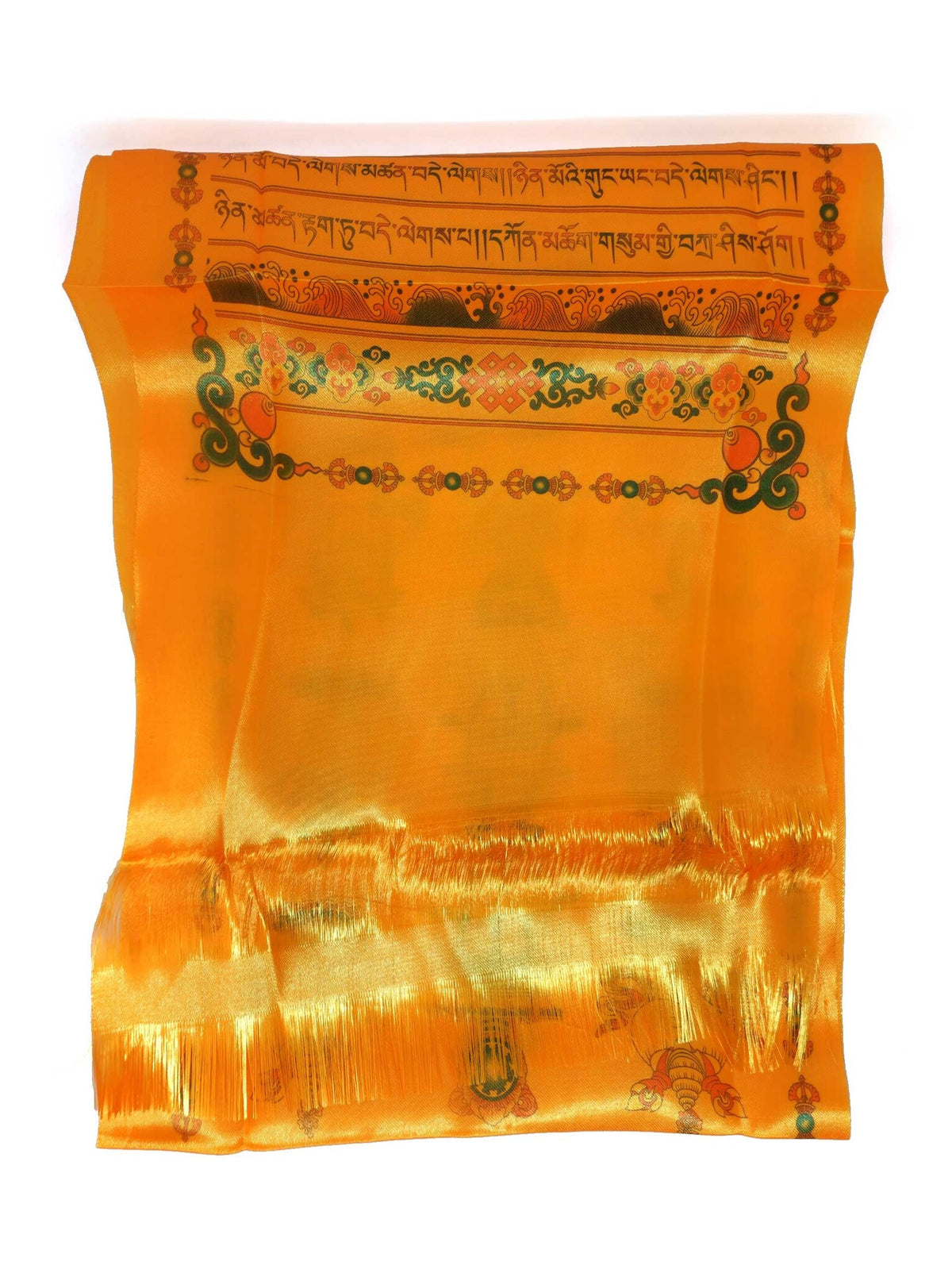 Khata tibetischer Begrüssungs- und Gebetsschal mit Glückssymbolen, orange, 140 x 29 cm